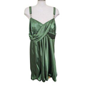 Vintage Y2K Niki Livas NEW Formal Hoco Designer Dress Plus Size 20W Green Satiny